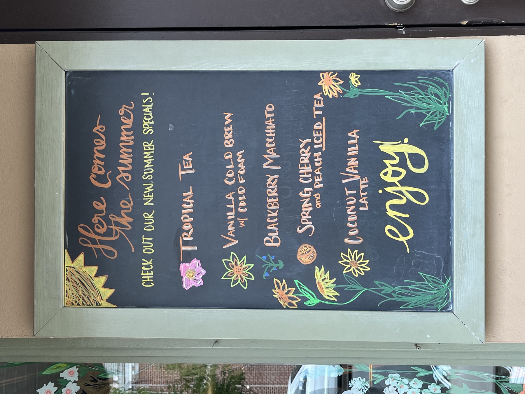 Colorful summer specials chalk menu by Shannon Hope McAnney