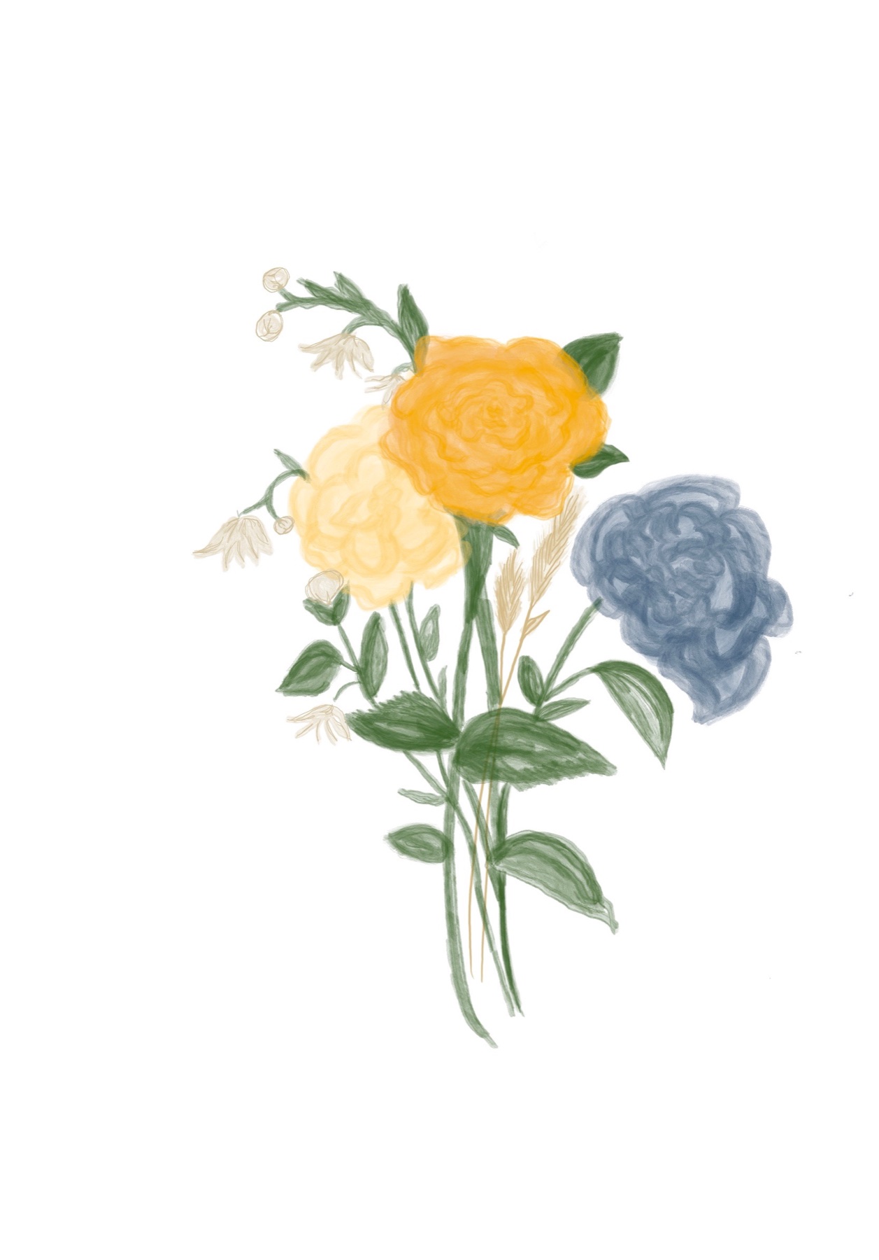 A yellow and blue floral illustration by Shannon Hope McAnney